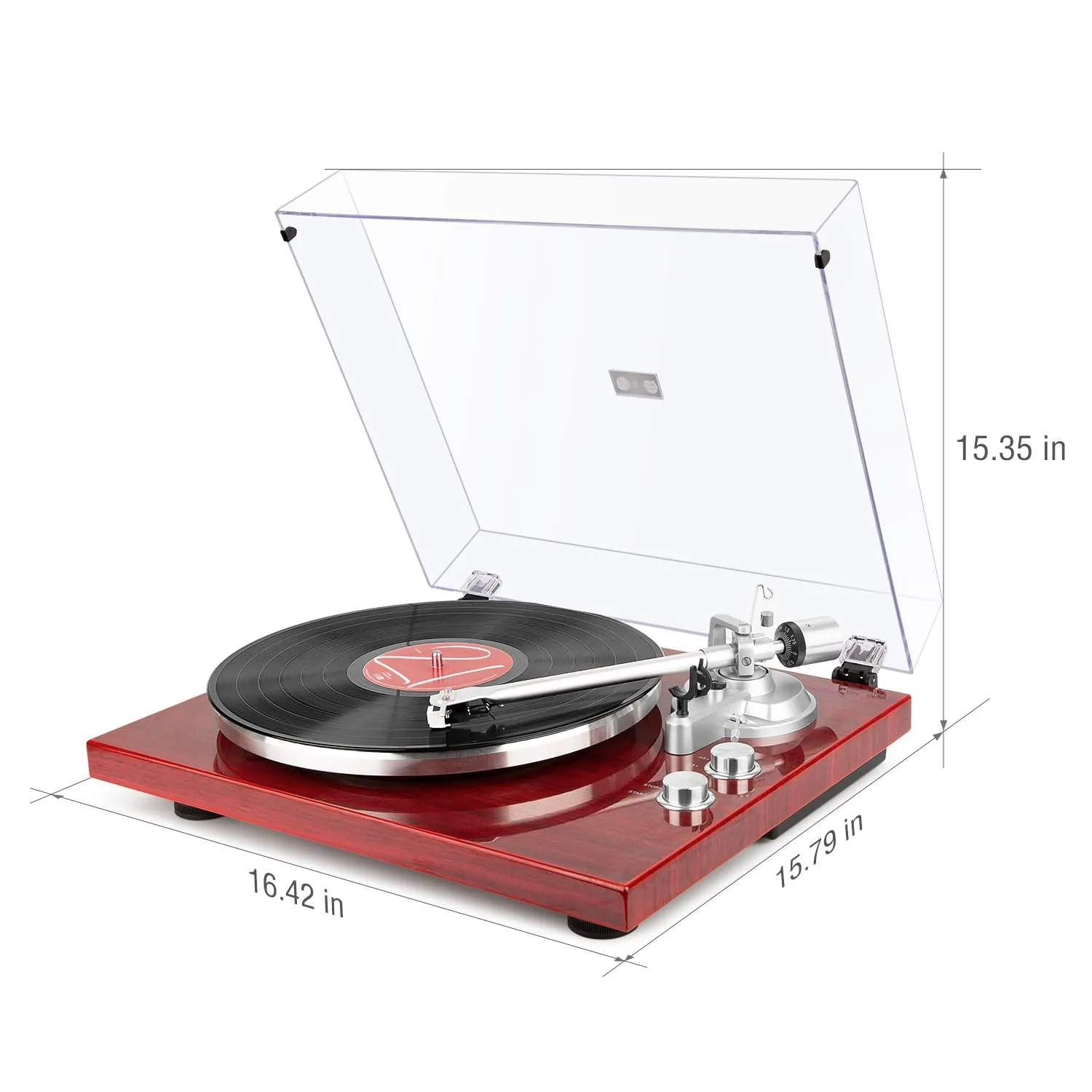 1 by ONE Belt Drive Turntable with Bluetooth Connectivity, Built-in Phono Pre-amp, USB Digital Output Vinyl Stereo Record Player with Magnetic Cartridge, 33 or 45 RPM