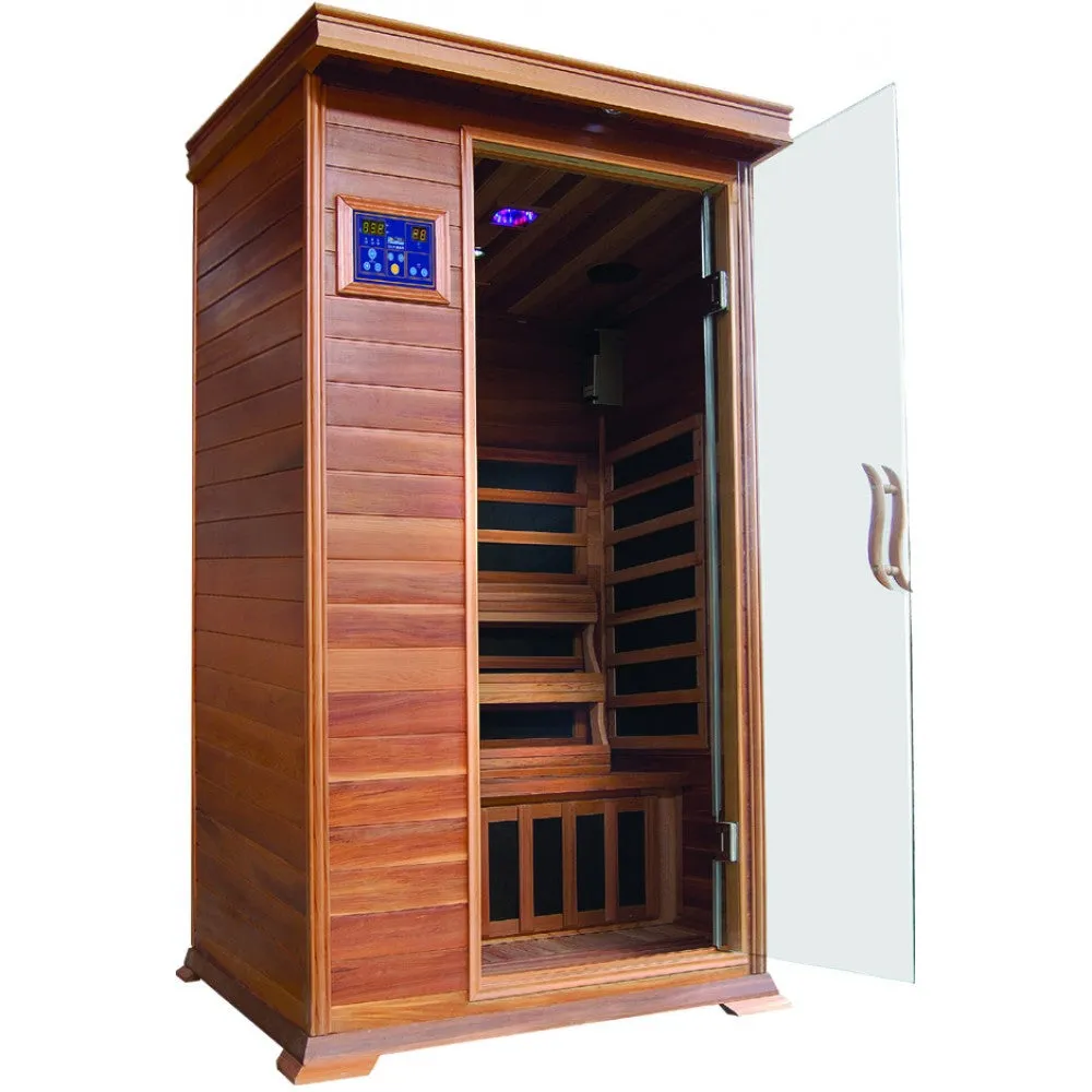 1 Person Cedar Sauna w/Carbon Heaters - HL100K Sedona 36" x 42" x 75" | 1290 Watts, 5 Carbon-Nano Infrared Heaters, ETL/CSA Certified