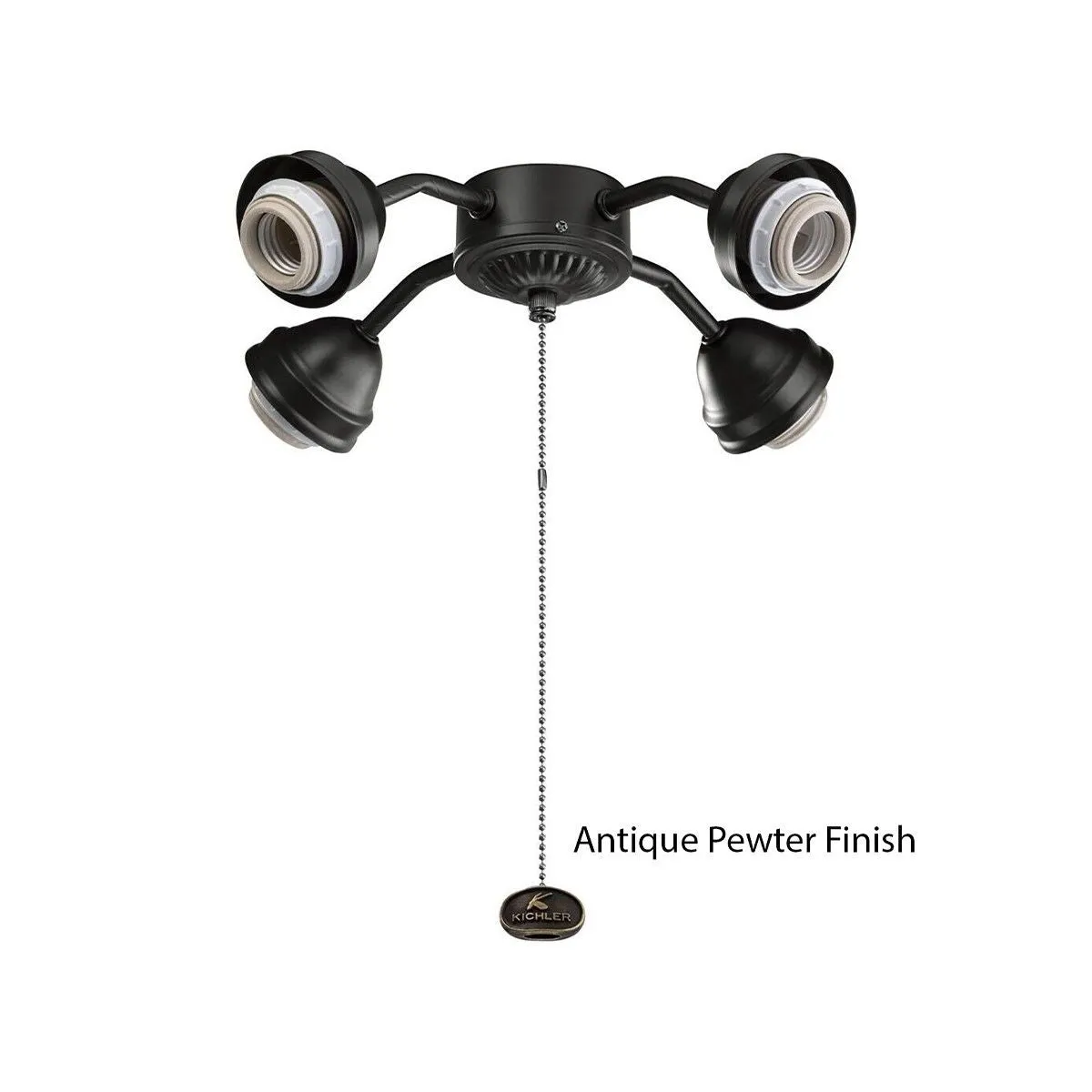 13 In. 4 LED Lights Bent Arm Fitter Ceiling Fan Light Kit, Antique Pewter Finish