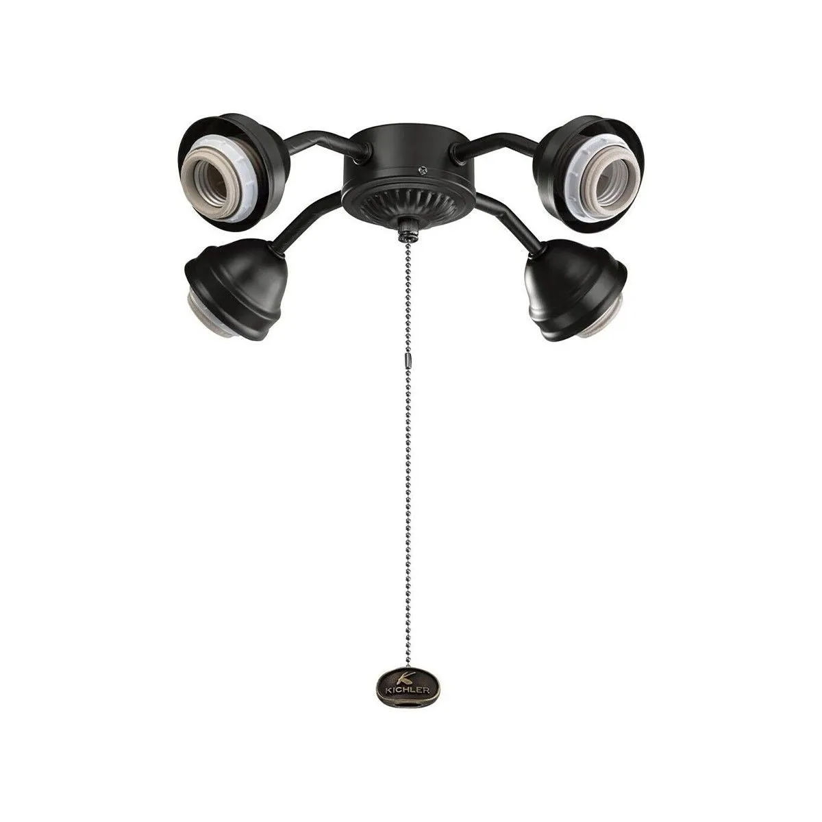 13 In. 4 LED Lights Bent Arm Fitter Ceiling Fan Light Kit, Antique Pewter Finish