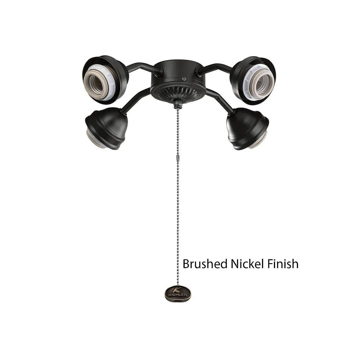 13 In. 4 LED Lights Bent Arm Fitter Ceiling Fan Light Kit, Brushed Nickel Finish