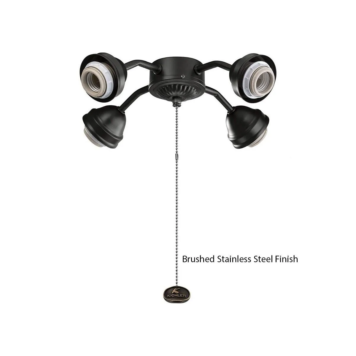 13 In. 4 LED Lights Bent Arm Fitter Ceiling Fan Light Kit, Brushed Stainless Steel Finish