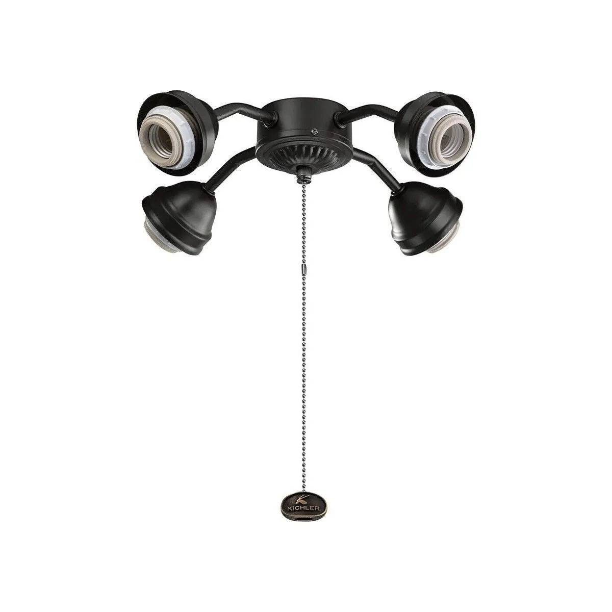 13 In. 4 LED Lights Bent Arm Fitter Ceiling Fan Light Kit, Brushed Stainless Steel Finish