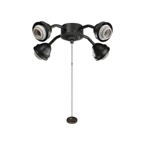 13 In. 4 LED Lights Bent Arm Fitter Ceiling Fan Light Kit, Distressed Black Finish