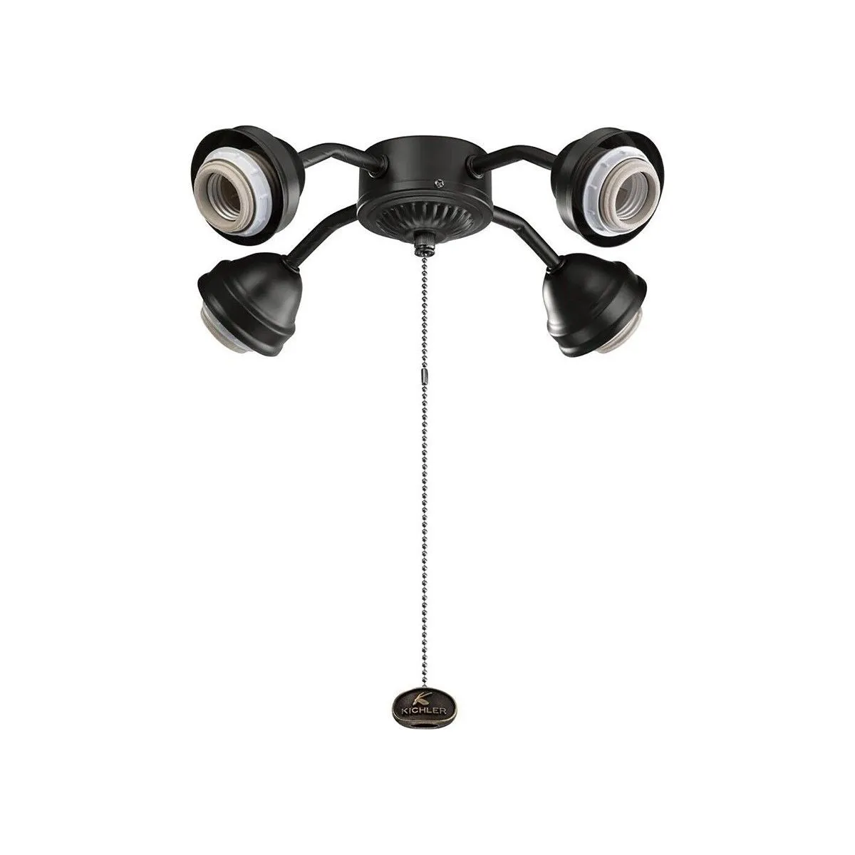13 In. 4 LED Lights Bent Arm Fitter Ceiling Fan Light Kit, Distressed Black Finish