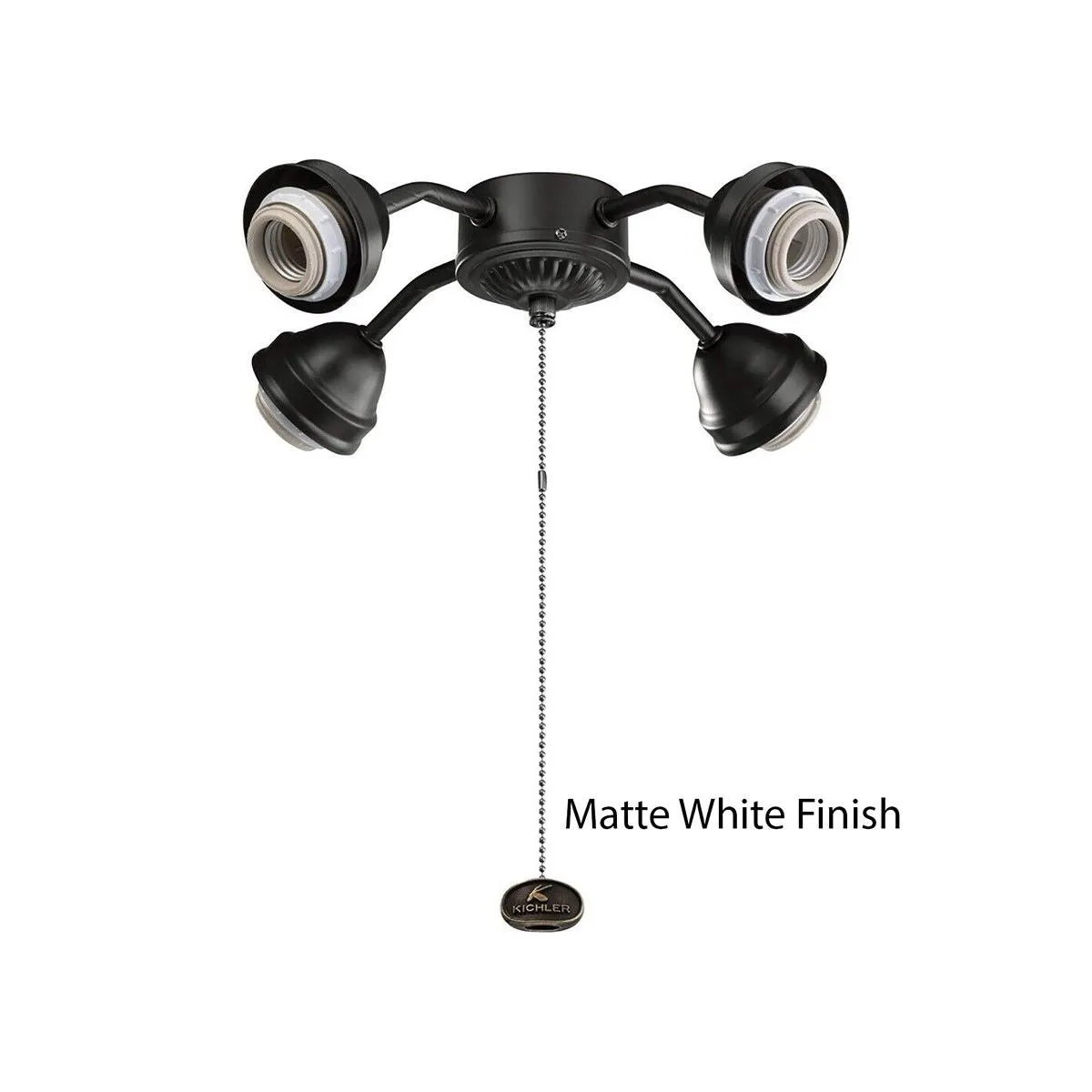 13 In. 4 LED Lights Bent Arm Fitter Ceiling Fan Light Kit, Matte White Finish