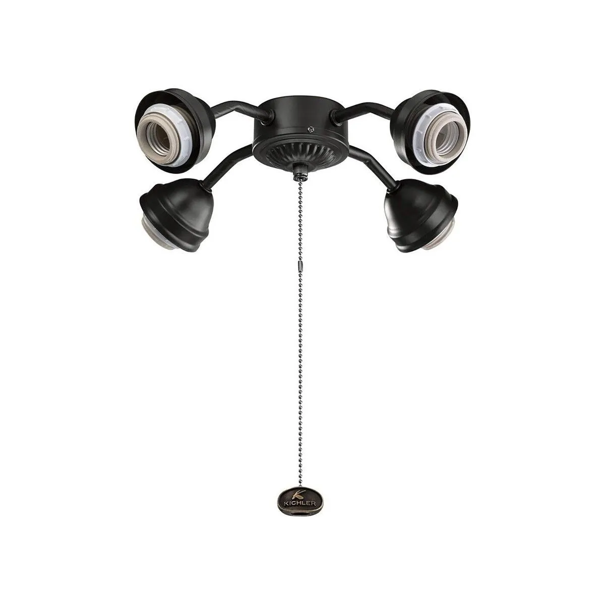 13 In. 4 LED Lights Bent Arm Fitter Ceiling Fan Light Kit, Matte White Finish