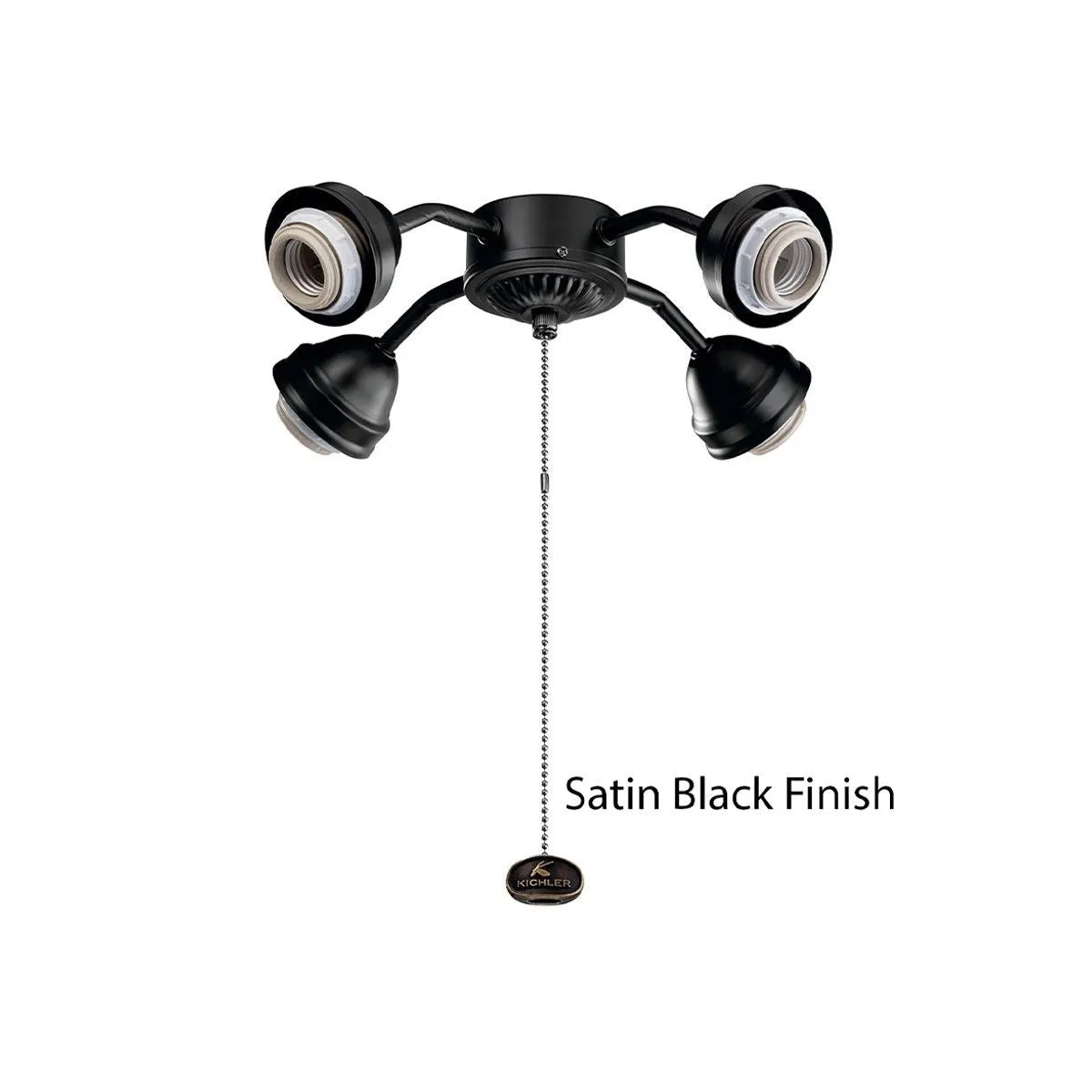 13 In. 4 LED Lights Bent Arm Fitter Ceiling Fan Light Kit, Satin Black Finish