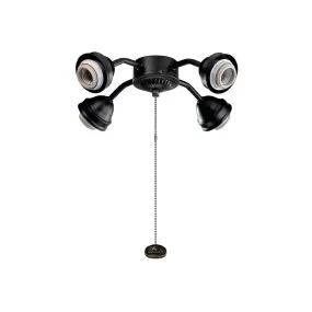 13 In. 4 LED Lights Bent Arm Fitter Ceiling Fan Light Kit, Satin Black Finish