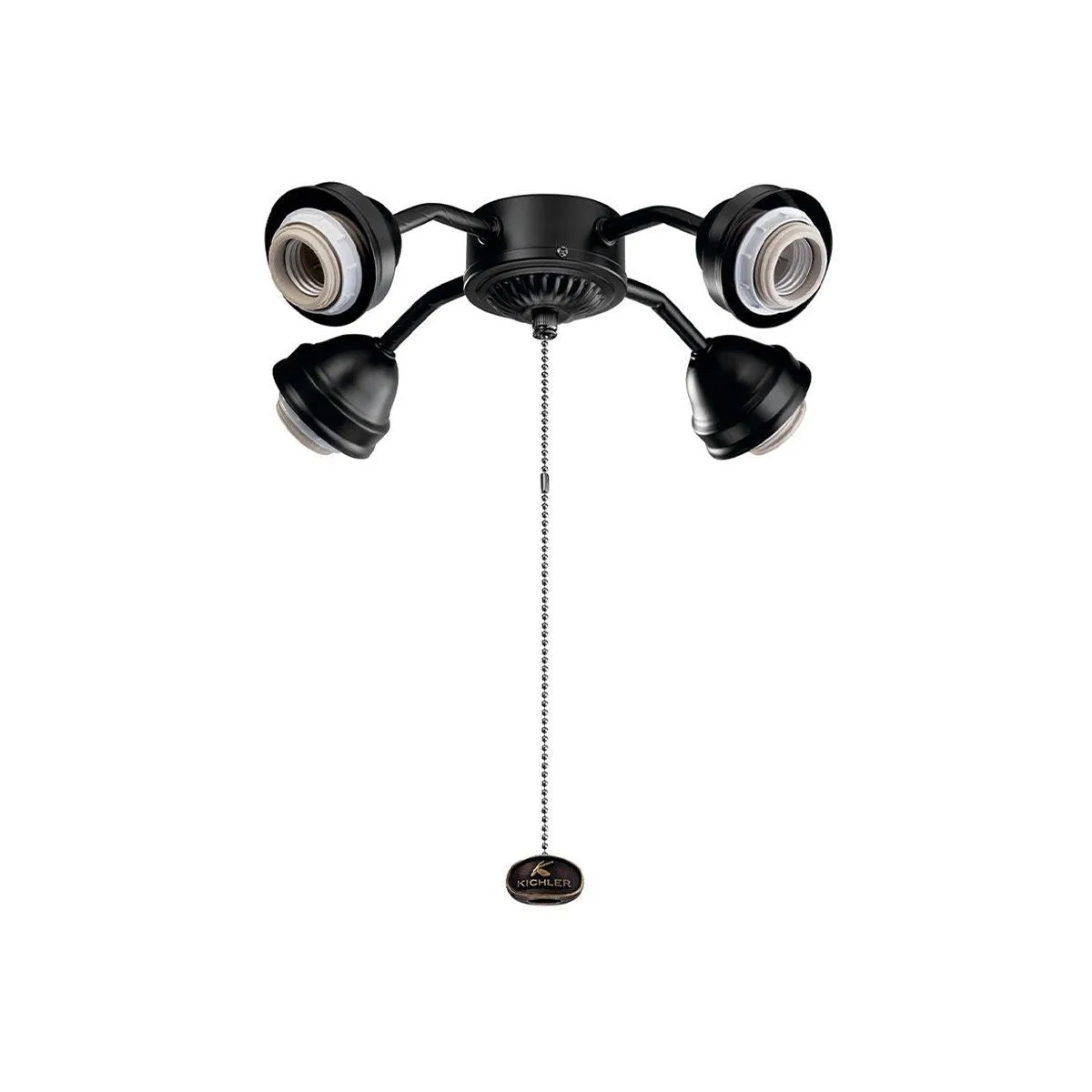 13 In. 4 LED Lights Bent Arm Fitter Ceiling Fan Light Kit, Satin Black Finish