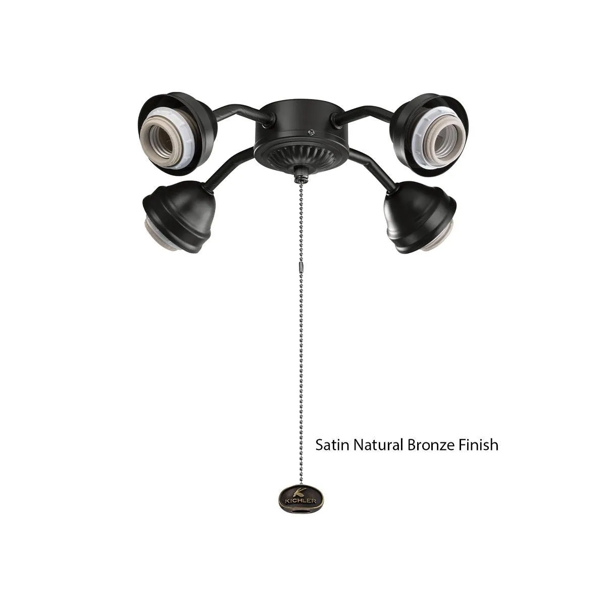13 In. 4 LED Lights Bent Arm Fitter Ceiling Fan Light Kit, Satin Natural Bronze Finish