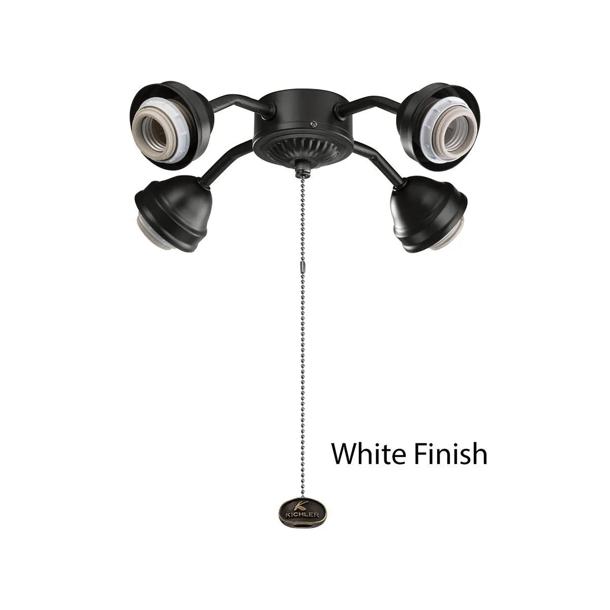 13 In. 4 LED Lights Bent Arm Fitter Ceiling Fan Light Kit, White Finish