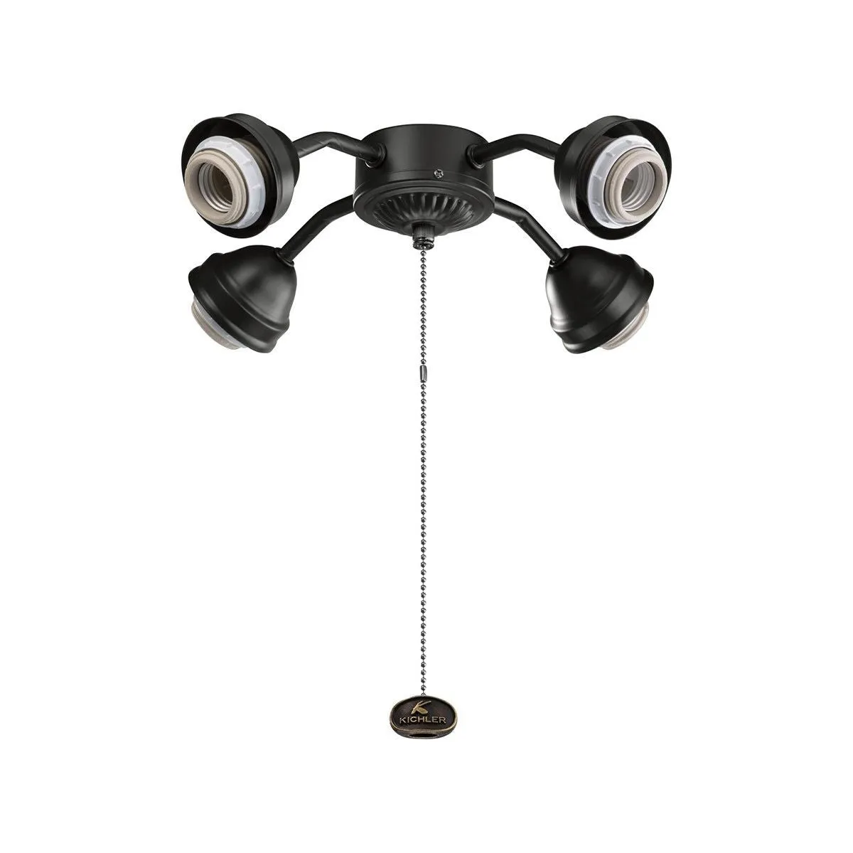 13 In. 4 LED Lights Bent Arm Fitter Ceiling Fan Light Kit, White Finish