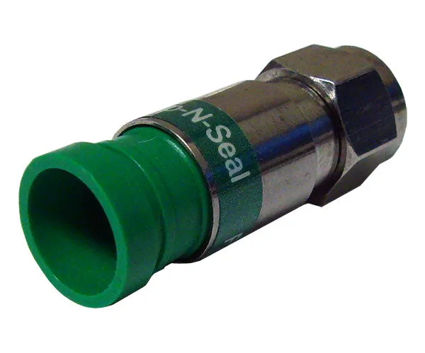 25-Pack of Plenum Quad Shield Pro Snap N Seal Universal F-Type RG6 Coax Cable Connectors with Green Rings.