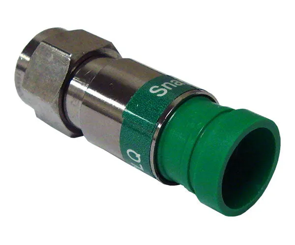 25-Pack of Plenum Quad Shield Pro Snap N Seal Universal F-Type RG6 Coax Cable Connectors with Green Rings.