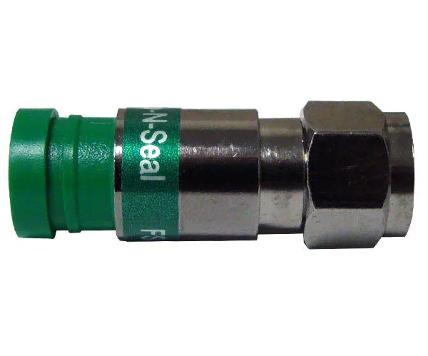 25-Pack of Plenum Quad Shield Pro Snap N Seal Universal F-Type RG6 Coax Cable Connectors with Green Rings.