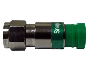 25-Pack of Plenum Quad Shield Pro Snap N Seal Universal F-Type RG6 Coax Cable Connectors with Green Rings.