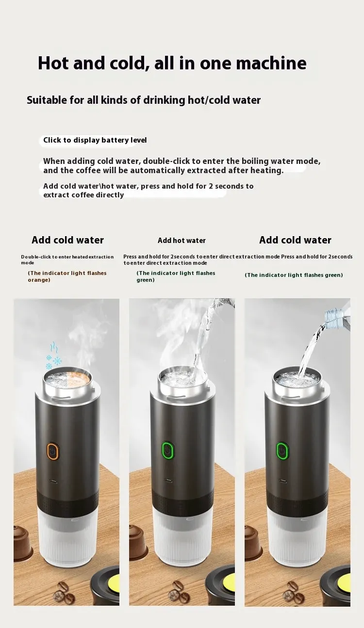 3-in-1 Portable Travel Espresso Maker- Portable, USB & Electric