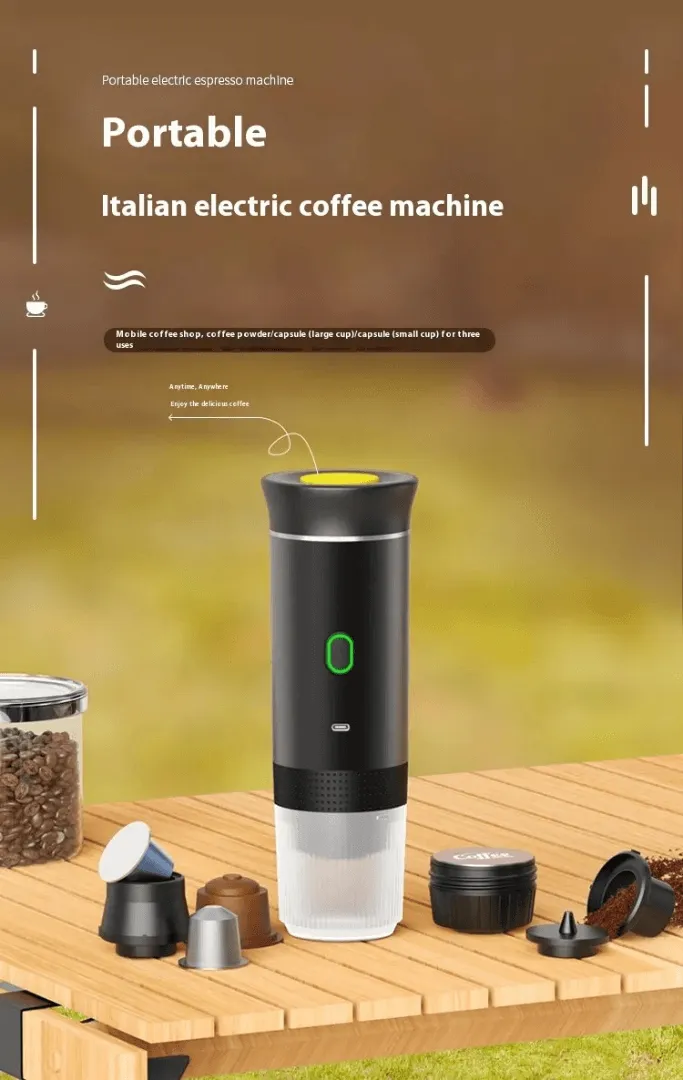 3-in-1 Portable Travel Espresso Maker- Portable, USB & Electric