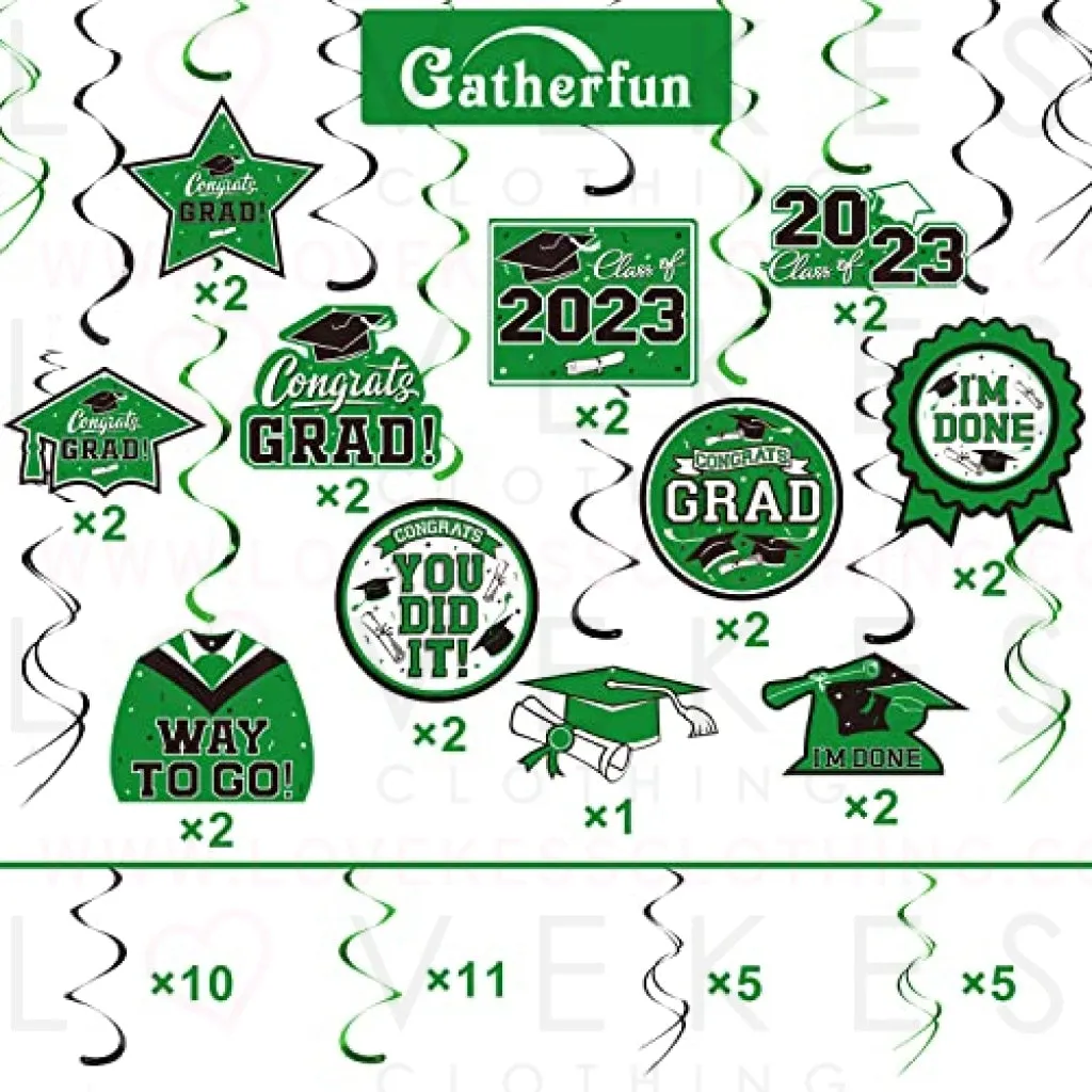 31 Pieces Graduation Party Supplies, 2023 Graduation Hanging Swirl Congrats Grad and Graduation Party Decorations(Green, Black)