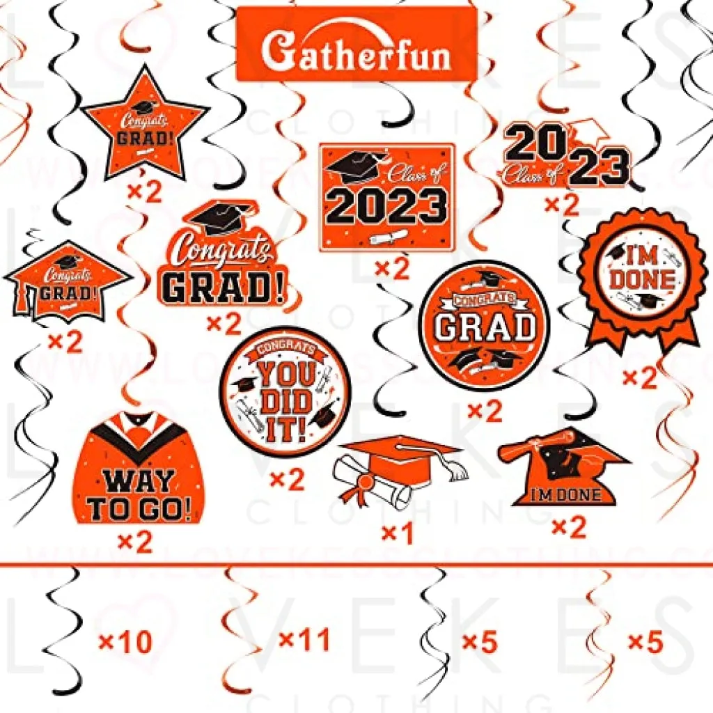 31 Pieces Graduation Party Supplies, 2023 Graduation Hanging Swirl Congrats Grad and Graduation Party Decorations(Orange, Black)