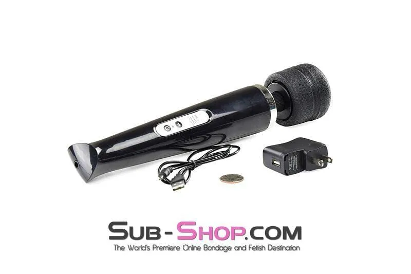 3311M      Rechargeable 10 Speed Black Wand Massager-Black