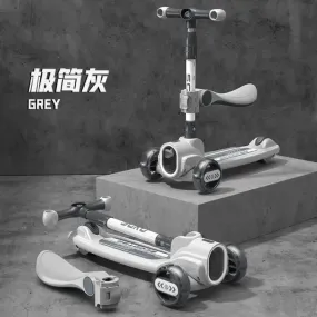 3in1 Kids Foldable Scooter With Light & Music - Grey