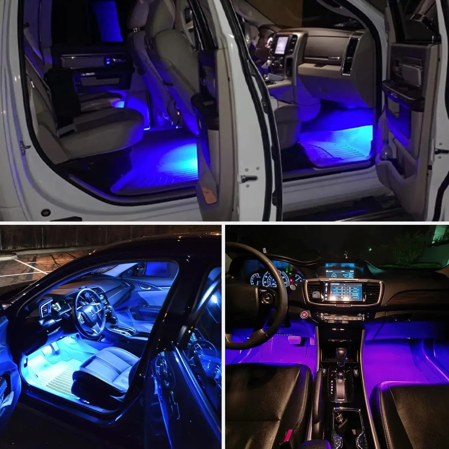 48Leds RGB USB Interior Light Strip APP Remote Control 4PCS