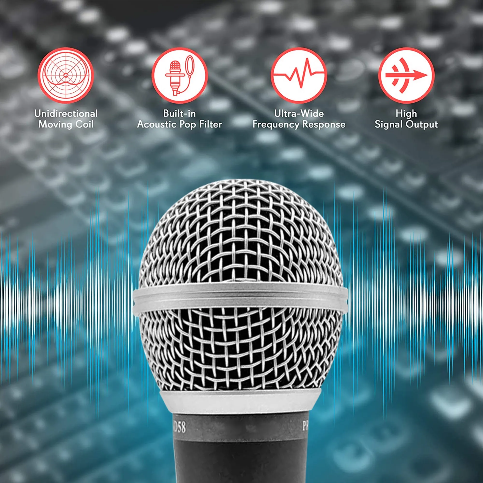 5 Core Premium Vocal Dynamic Cardioid Handheld Microphone Neodymium Magnet Unidirectional Mic; 16ft Detachable XLR Deluxe Cable to ? Audio Jack; Mic Clip; On/Off Switch for Karaoke Singing ND-58