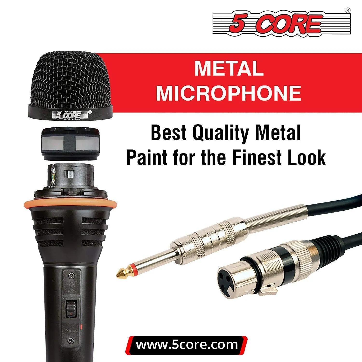 5Core Microphone Pro Microfono Dynamic Mic XLR Audio Cardiod Vocal