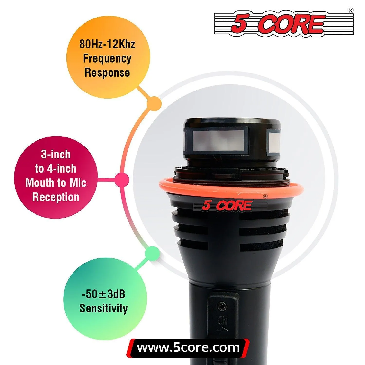 5Core Microphone Pro Microfono Dynamic Mic XLR Audio Cardiod Vocal