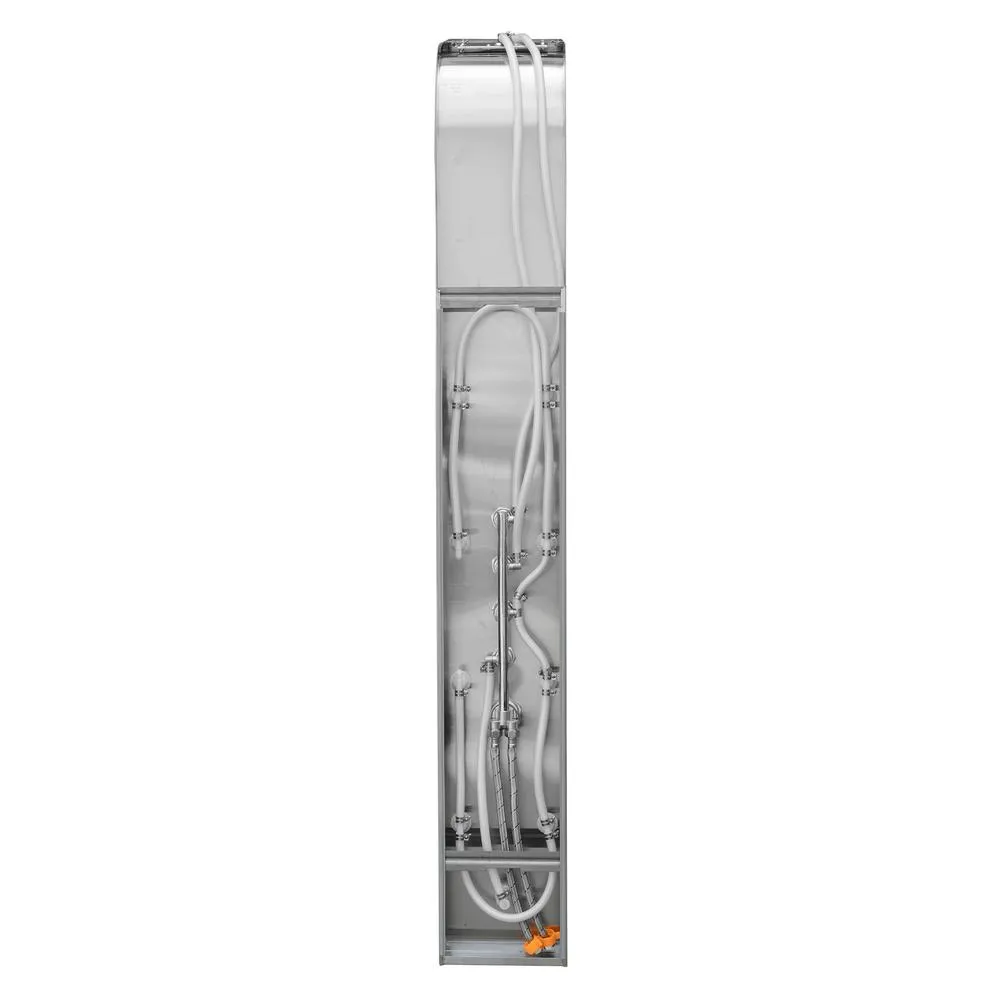 65 in. 8-Jet Rainfall Shower Panel System with Rainfall Waterfall Shower Head and Shower Wand in Stainless Steel