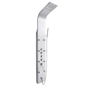 65 in. 8-Jet Rainfall Shower Panel System with Rainfall Waterfall Shower Head and Shower Wand in Stainless Steel