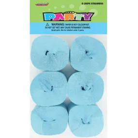 6pk Crepe Streamers - Light Blue