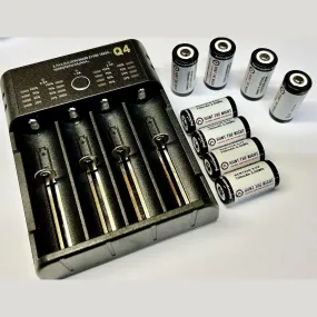 8X 700MAH CR123A RECHARGEABLE BATTERIES WITH USB CHARGER