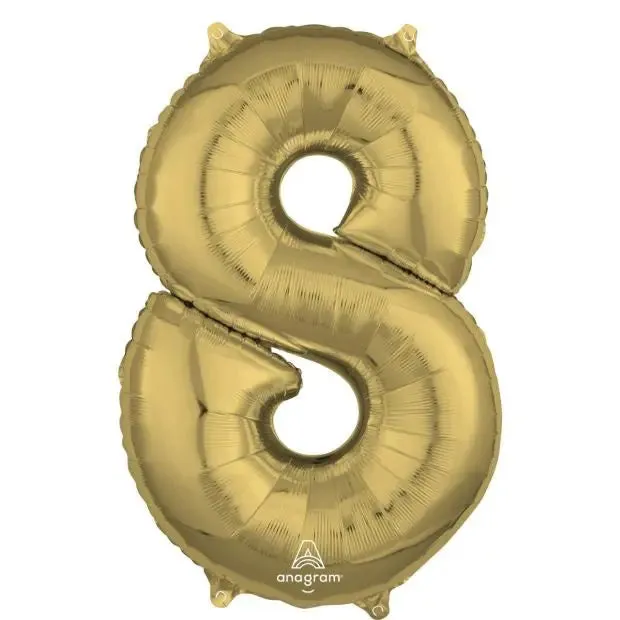 Anagram White Gold Mid-Size Number Foil Balloon - 8