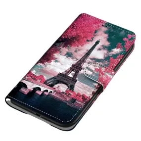Anymob Samsung Case Red with Paris Tower Painted Magnetic Flip Leather Card slot Wallet Book Style Cover