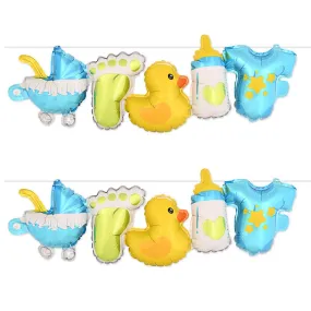 Baby Boy Balloon Streamers, 9.5in x 5ft