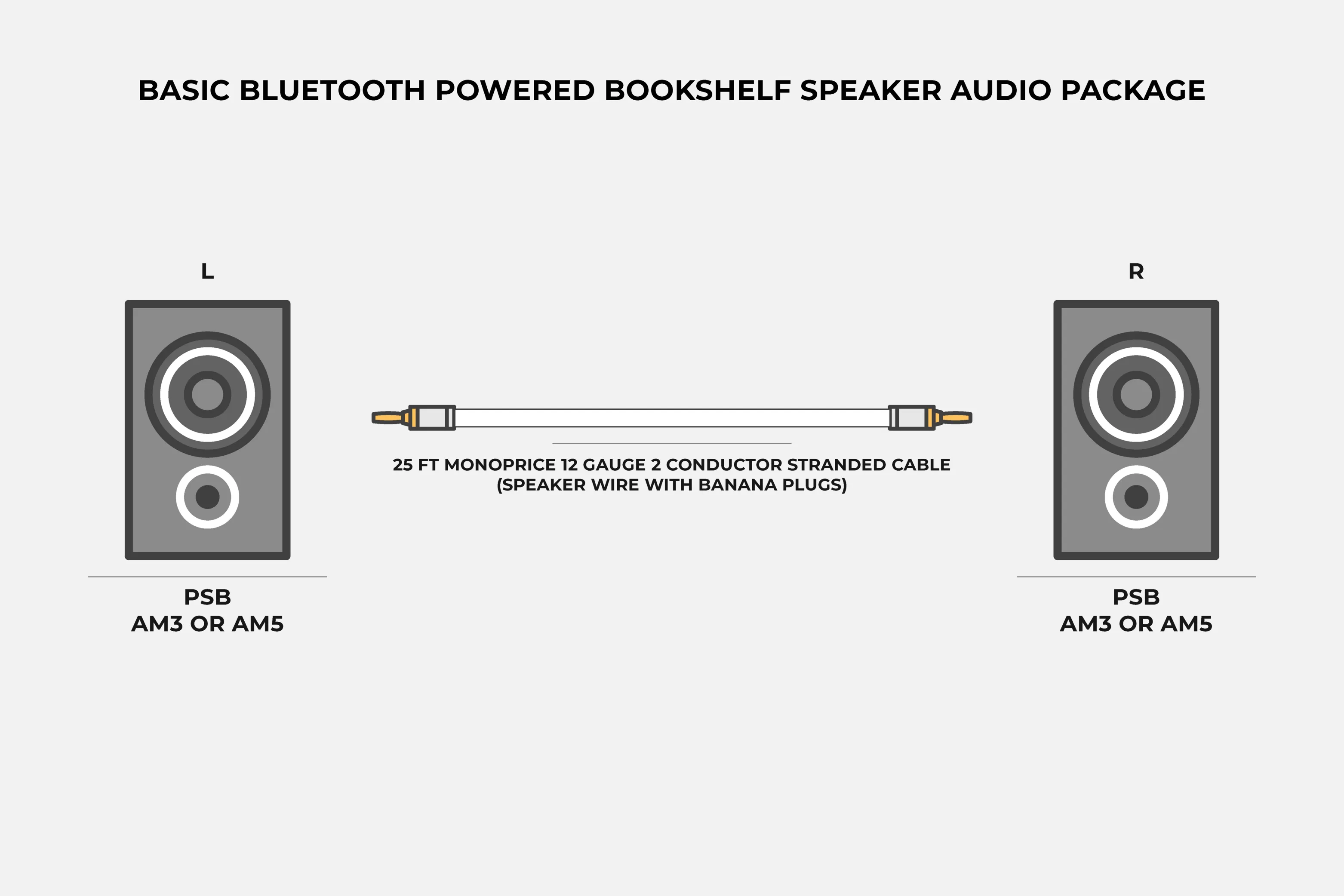 Basic Bluetooth Powered Bookshelf Speaker Audio Package