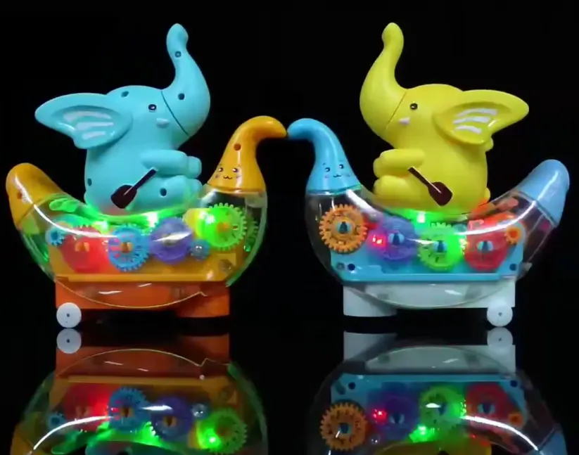 Battery Operated Rowing Elephant Gear Ship With Light & Music