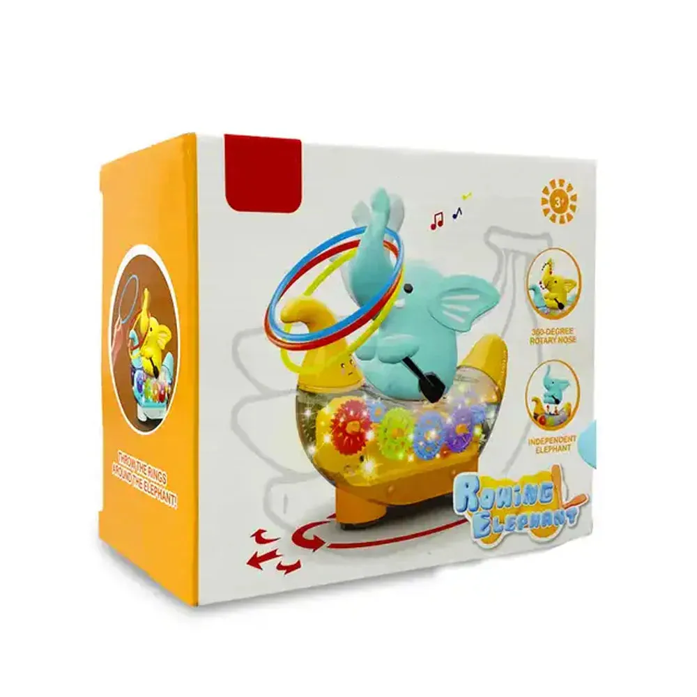 Battery Operated Rowing Elephant Gear Ship With Light & Music