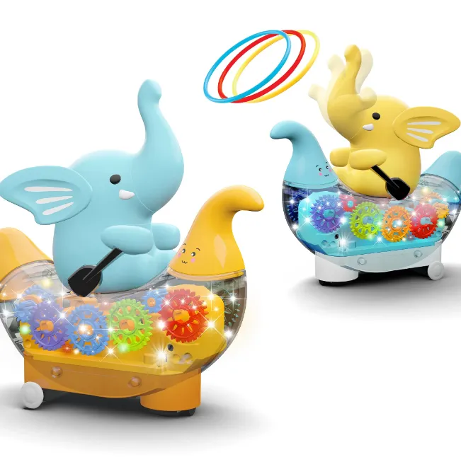 Battery Operated Rowing Elephant Gear Ship With Light & Music