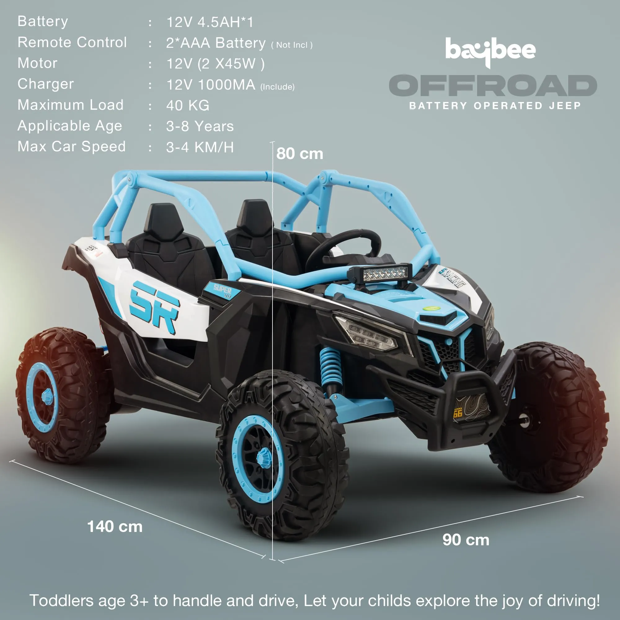 Baybee AdventurePro Electric Battery Jeep for Kids, Ride on Toy Kids Car with Light & Music to Drive 3 to 8 Years