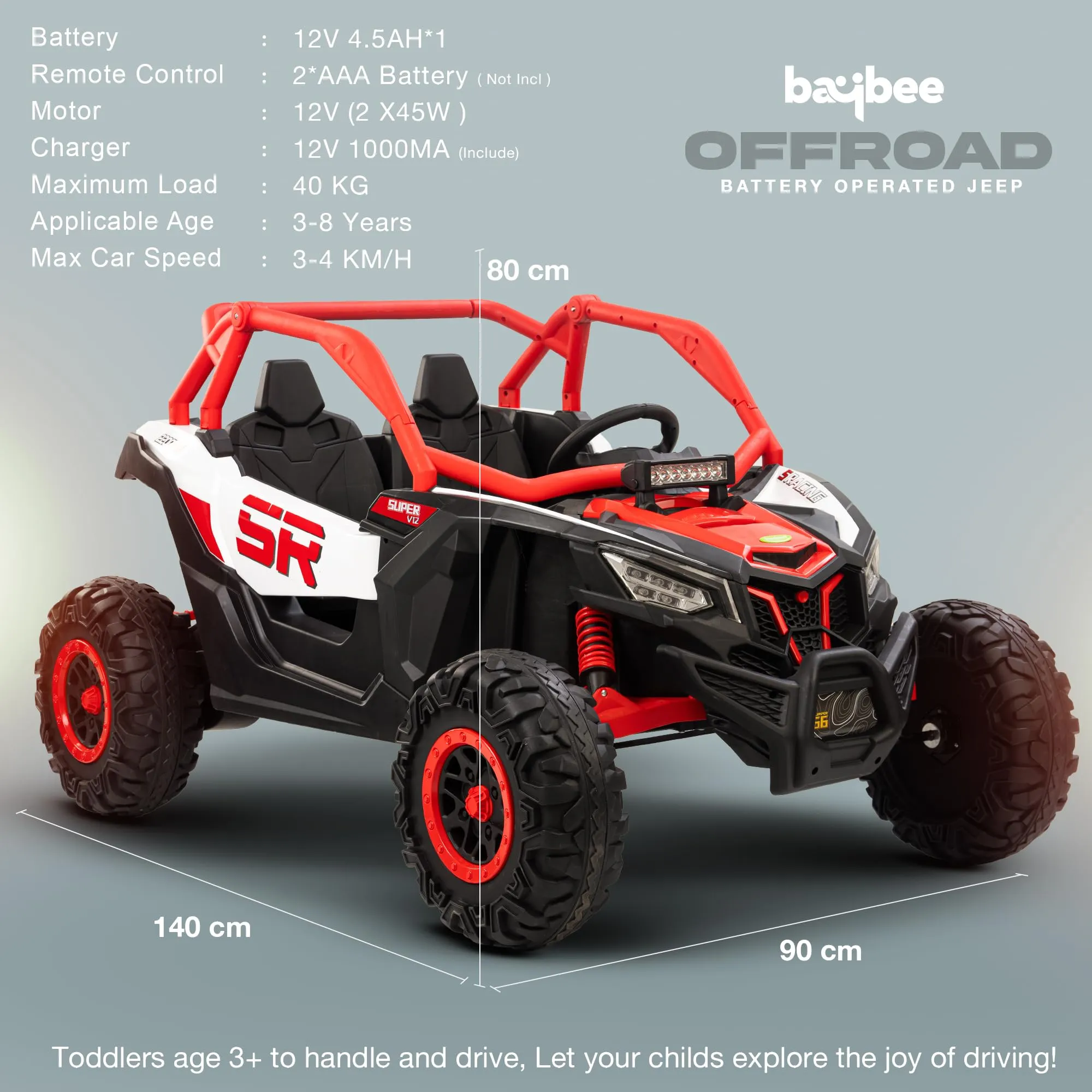 Baybee AdventurePro Electric Battery Jeep for Kids, Ride on Toy Kids Car with Light & Music to Drive 3 to 8 Years