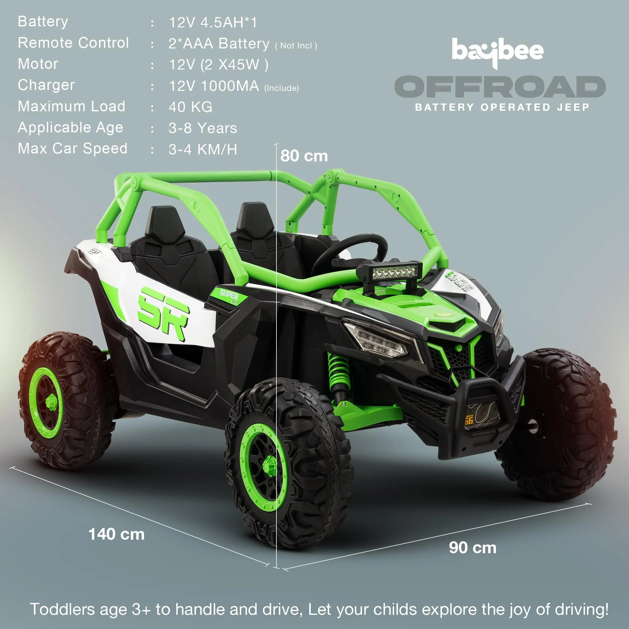 Baybee AdventurePro Electric Battery Jeep for Kids, Ride on Toy Kids Car with Light & Music to Drive 3 to 8 Years