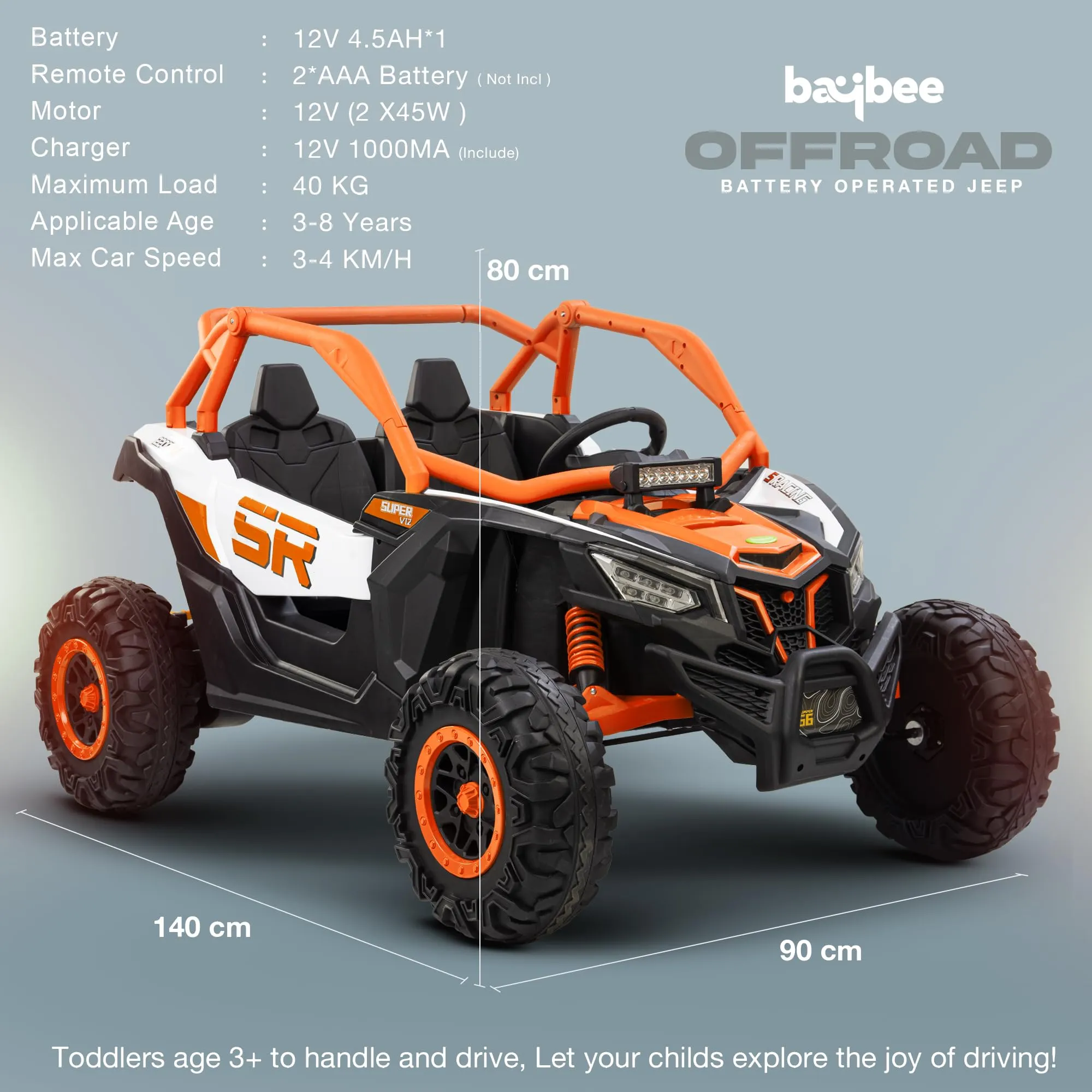 Baybee AdventurePro Electric Battery Jeep for Kids, Ride on Toy Kids Car with Light & Music to Drive 3 to 8 Years