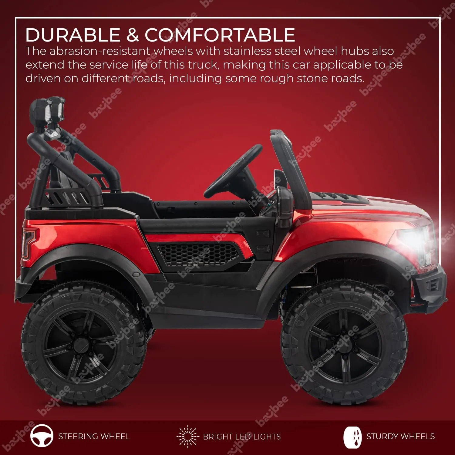 Baybee Bronco Kids Battery Operated Jeep for Kids with RGB Light & Music (Painted)