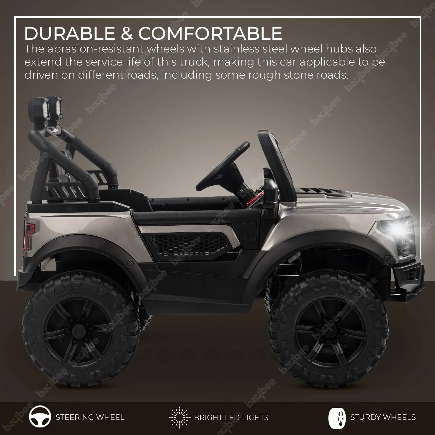 Baybee Bronco Kids Battery Operated Jeep for Kids with RGB Light & Music (Painted)