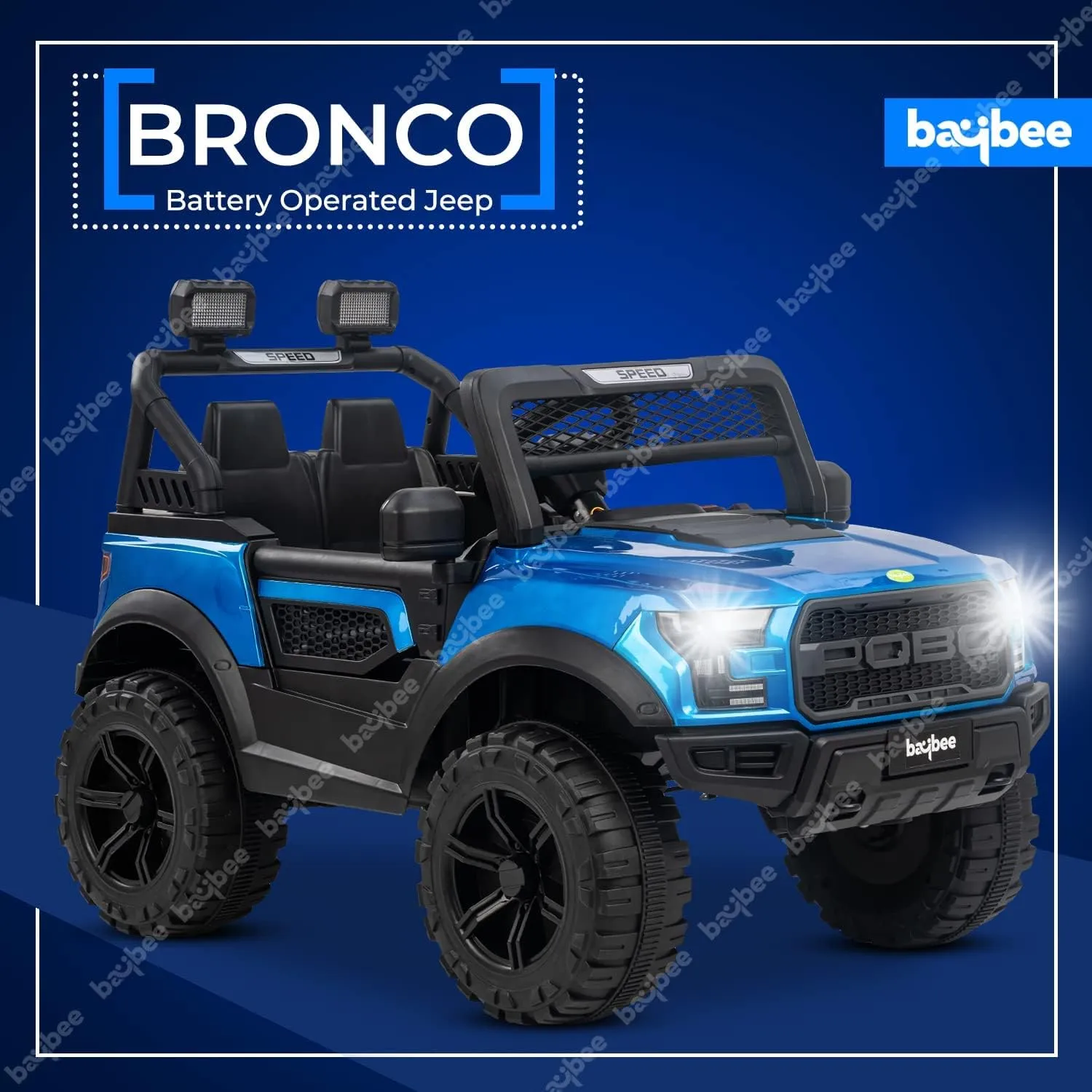 Baybee Bronco Kids Battery Operated Jeep for Kids with RGB Light & Music (Painted)