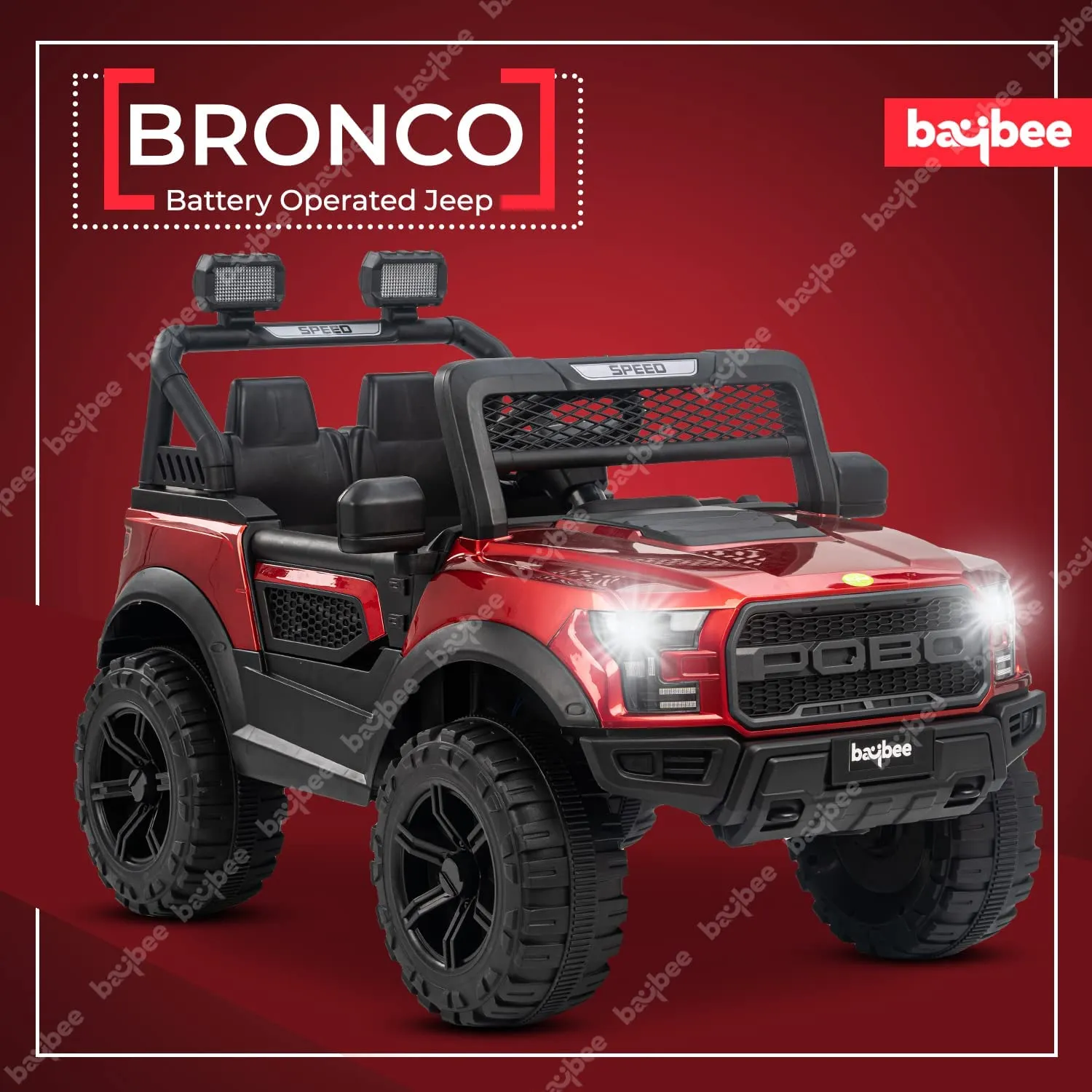 Baybee Bronco Kids Battery Operated Jeep for Kids with RGB Light & Music (Painted)